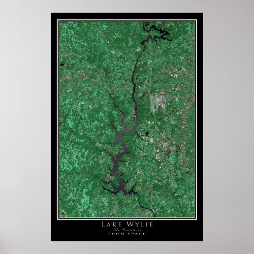 Lake Wylie Carolinas Satellite Poster Map