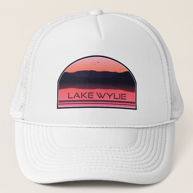 Lake Wylie North Carolina Red Sunrise Trucker Hat (Front)