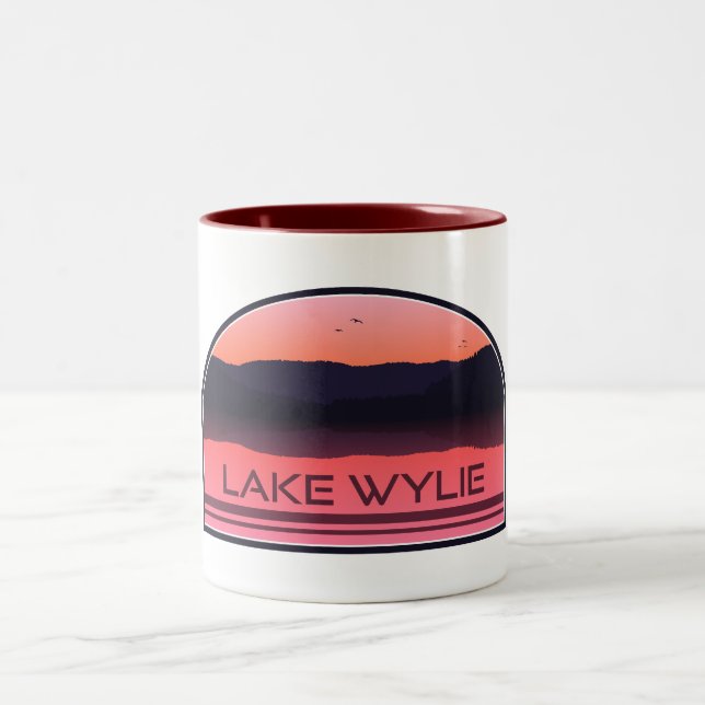 Lake Wylie North Carolina Red Sunrise Two-Tone Coffee Mug (Center)