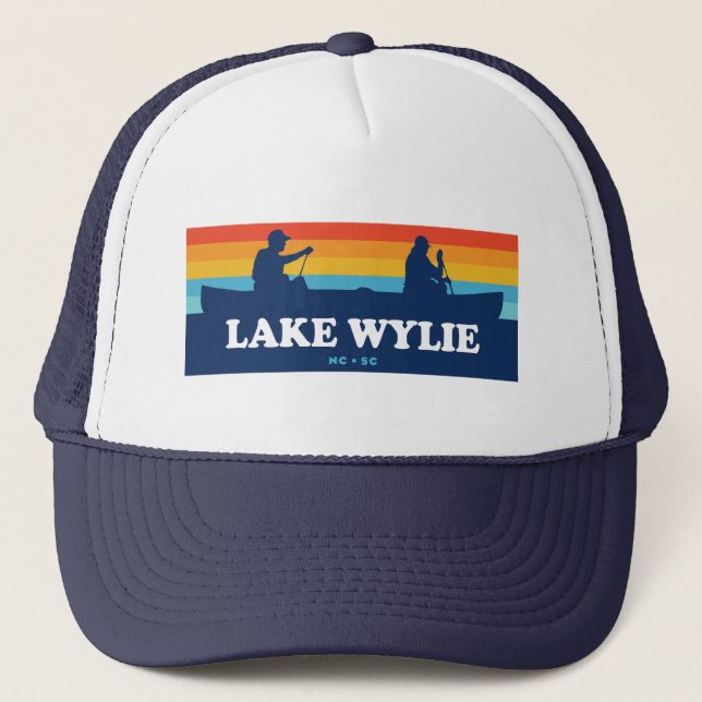 Lake Wylie North Carolina South Carolina Canoe Trucker Hat (Front)
