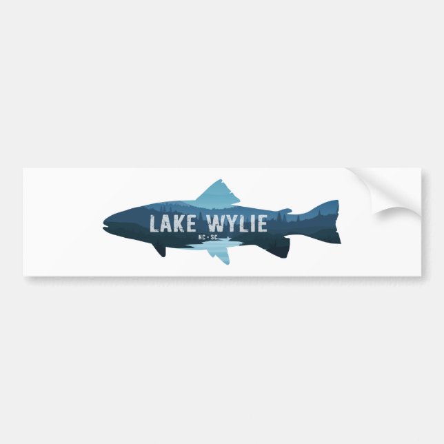Lake Wylie North Carolina South Carolina Fish Bumper Sticker (Front)