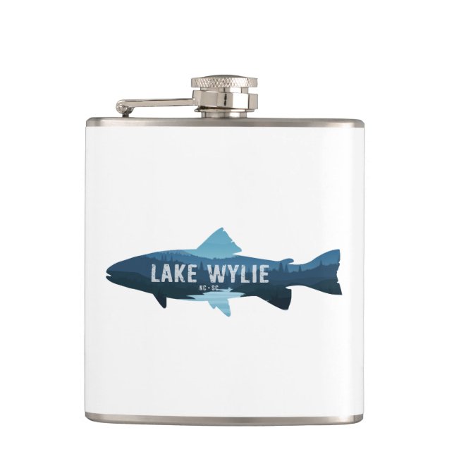 Lake Wylie North Carolina South Carolina Fish Flask (Front)