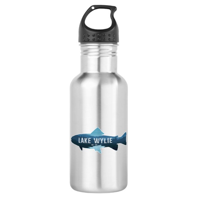 Lake Wylie North Carolina South Carolina Fish Stainless Steel Water Bottle (Front)