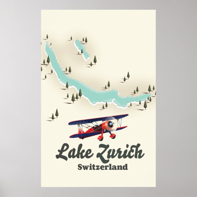 lake Zurich Switzerland map Poster (Front)