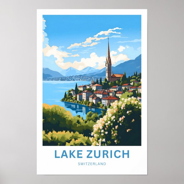 Lake Zurich Switzerland Travel Print (Front)