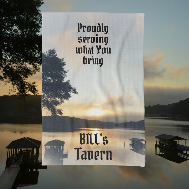 Lakefront Proudly Serving What You Bring Bar Towel (Creator Uploaded)