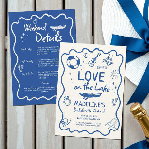 Lakehouse Bachelorette Party Love on the Lake Blue Invitation