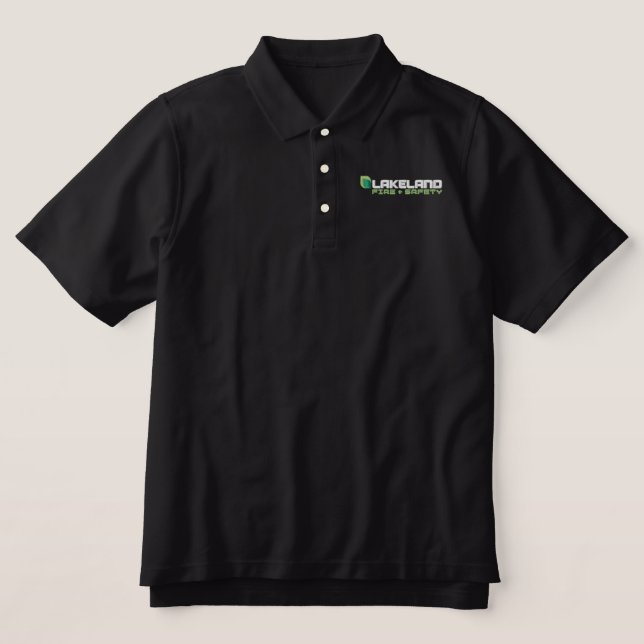 Lakeland Fire + Safety Mens Black Embroidered Polo (Design Front)
