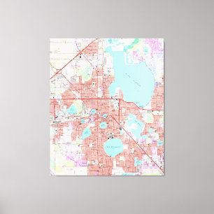 Lakeland Florida Map (1975) Canvas Print
