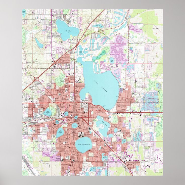 Lakeland Florida Map (1975) Poster | Zazzle