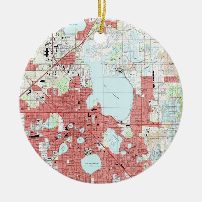 Lakeland Florida Map (1994) Ceramic Ornament (Front)