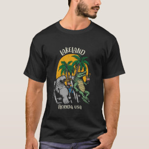 Lakeland Florida USA Funny Manatee and Alligator D T-Shirt