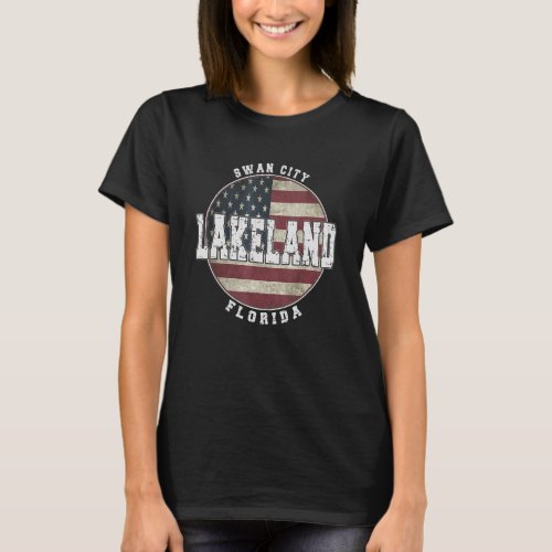 Lakeland Florida Vintage American flag T_Shirt