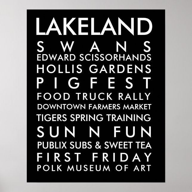 Lakeland history 16x20 white text poster (Front)