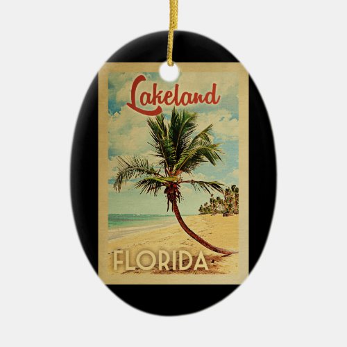 Lakeland Palm Tree Vintage Travel Ceramic Ornament