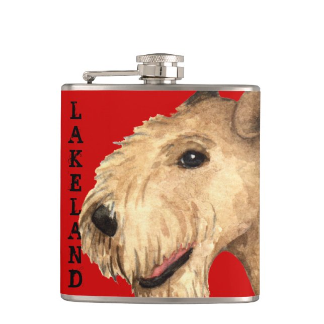 Lakeland Terrier Color Block Hip Flask (Front)