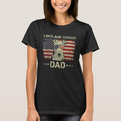 Lakeland Terrier Dad Dog  American Flag 4th Of Jul T-Shirt