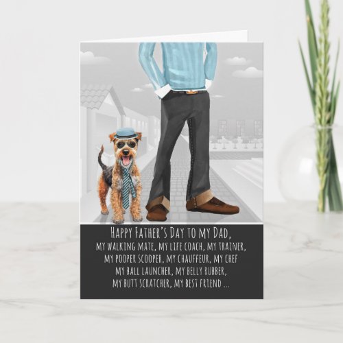 Lakeland Terrier Dog and Dad Funny Father's Day Holiday Card