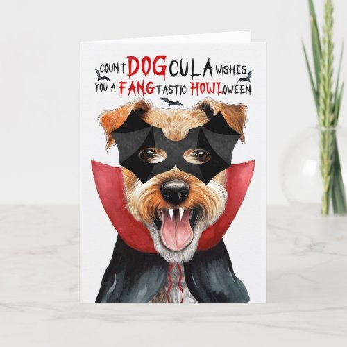 Lakeland Terrier Dog Funny Count DOGcula Halloween Holiday Card