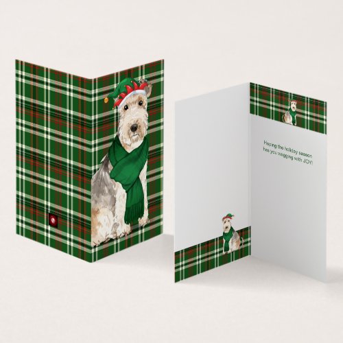 Lakeland Terrier Dog Green Plaid Holiday Cards