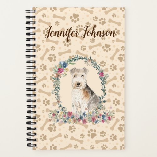 Lakeland Terrier Dog Paw Print  Floral Cute Notebook