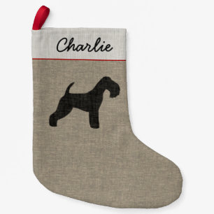 Lakeland Terrier Dog Silhouette Personalized Xmas Small Christmas Stocking