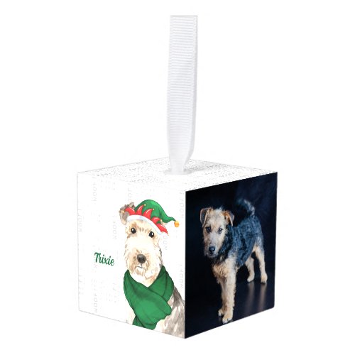 Lakeland Terrier Dog Two Photo Christmas Cube Ornament