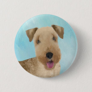 Lakeland Terrier Painting - Cute Original Dog Art Button