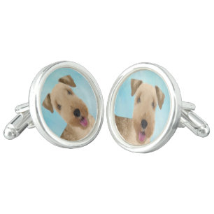 Lakeland Terrier Painting - Cute Original Dog Art Cufflinks
