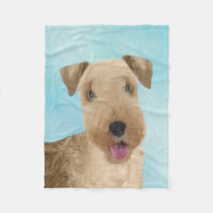 Lakeland Terrier Painting - Cute Original Dog Art Fleece Blanket