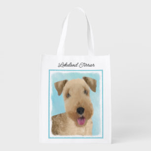 Lakeland Terrier Painting - Cute Original Dog Art  Grocery Bag