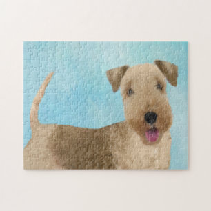 Lakeland Terrier Painting - Cute Original Dog Art Jigsaw Puzzle