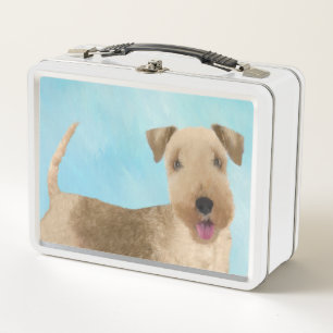 Lakeland Terrier Painting - Cute Original Dog Art Metal Lunch Box