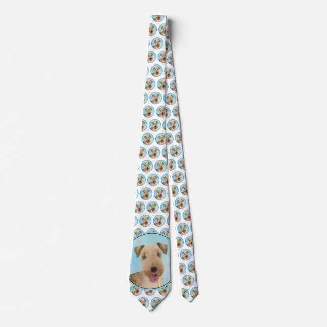Lakeland Terrier Painting - Cute Original Dog Art Neck Tie (Front)