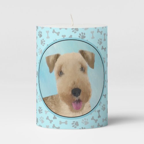 Lakeland Terrier Painting _ Cute Original Dog Art Pillar Candle