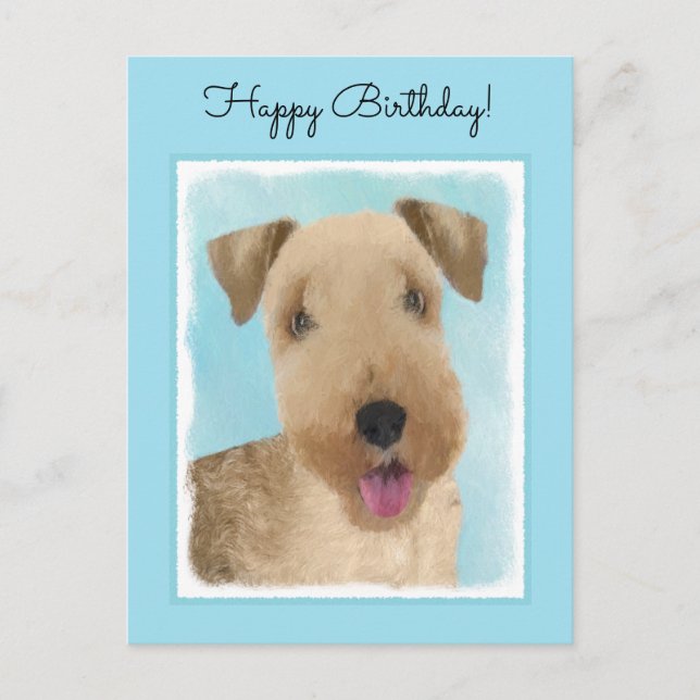 Lakeland Terrier Painting - Cute Original Dog Art Postcard (Front)