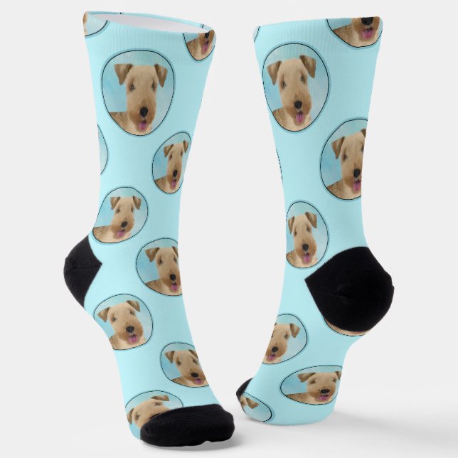 Lakeland Terrier Painting Cute Original Dog Art Socks (Angled)