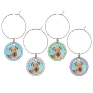 Lakeland Terrier Painting - Cute Original Dog Art Wine Charm