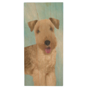 Lakeland Terrier Painting - Cute Original Dog Art Wood Flash Drive