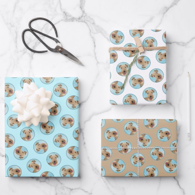 Lakeland Terrier Painting Cute Original Dog Art Wrapping Paper Sheets (Front)