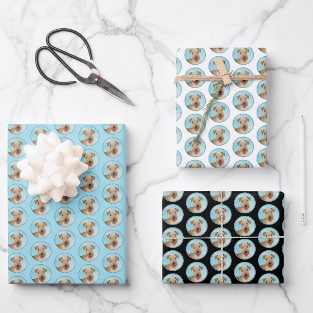 Lakeland Terrier Painting - Cute Original Dog Art Wrapping Paper Sheets (Front)