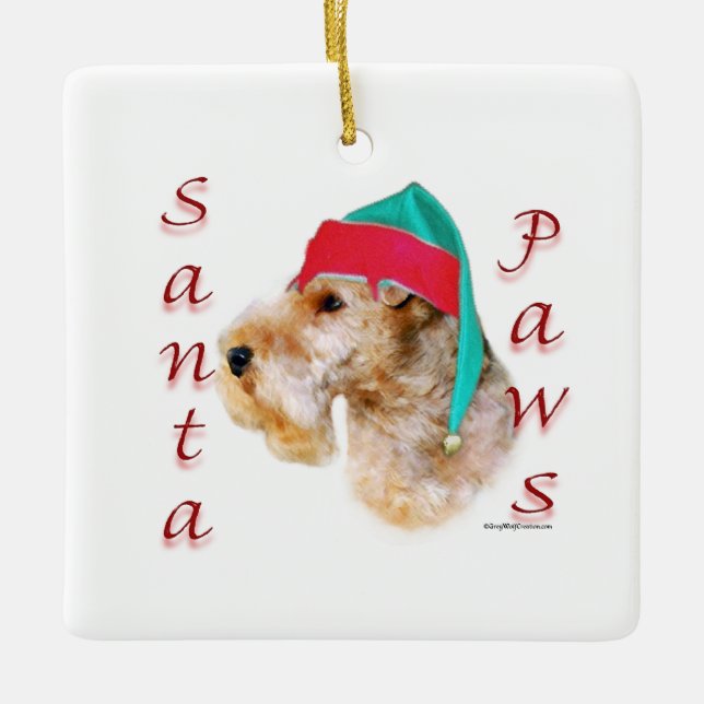 Lakeland Terrier Santa Paws Ceramic Ornament (Front)
