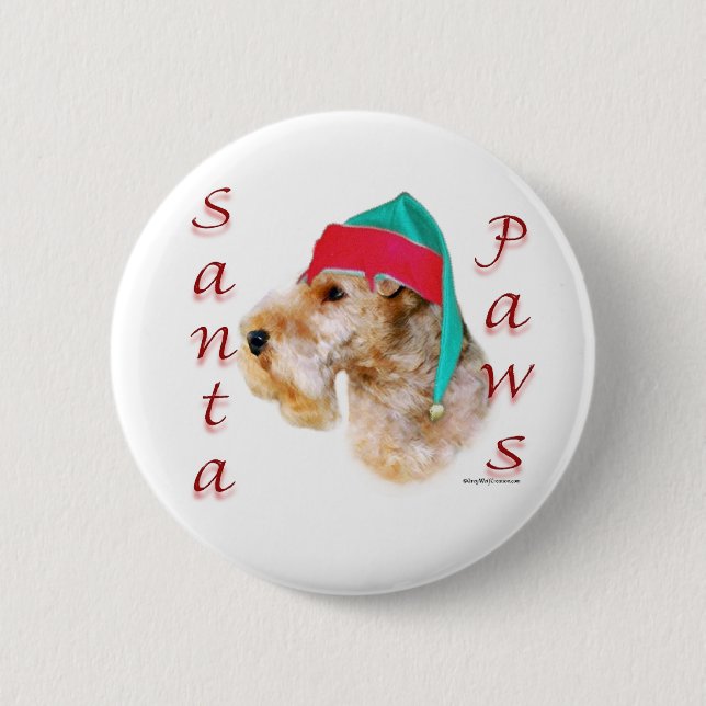Lakeland Terrier Santa Paws Pinback Button (Front)
