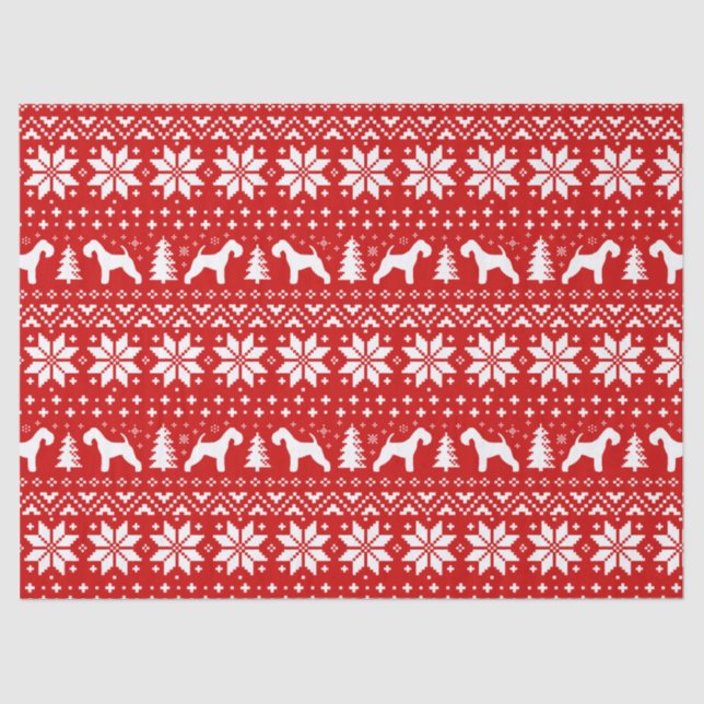 Lakeland Terrier Silhouettes Christmas Pattern Red Tissue Paper (Front)