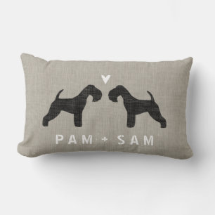Lakeland Terrier Silhouettes Love - Personalize Lumbar Pillow