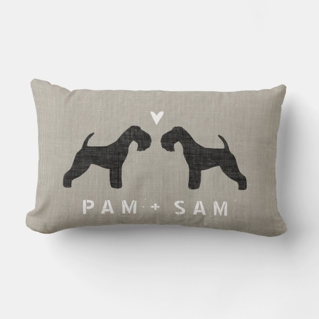 Lakeland Terrier Silhouettes Love - Personalize Lumbar Pillow (Front)