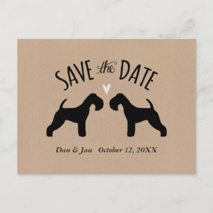 Lakeland Terrier Silhouettes Wedding Save the Date Announcement Postcard