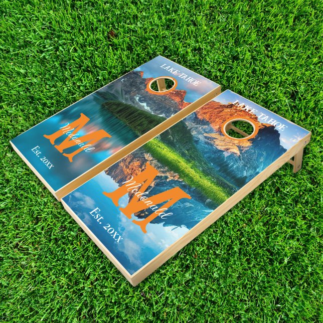 Lakelife Mountain View Monogram Cornhole Set (Creator Uploaded)