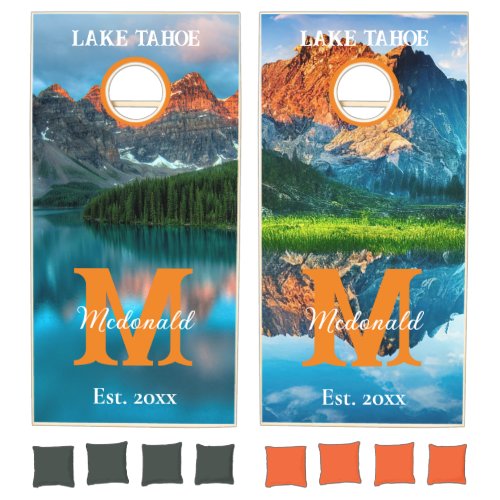 Lakelife Mountain View Monogram Cornhole Set