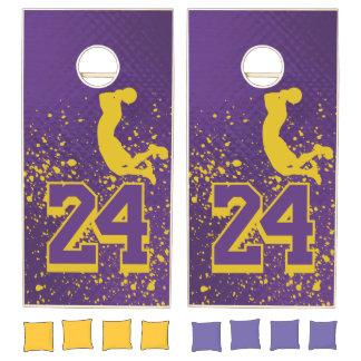 laker inspired cornhole set